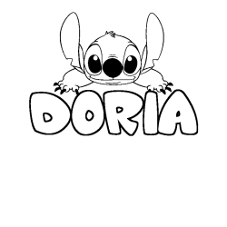 Coloriage prénom DORIA - décor Stitch