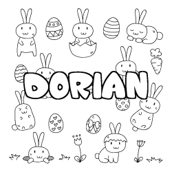 Coloriage prénom DORIAN - décor Paques