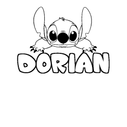 Coloriage prénom DORIAN - décor Stitch