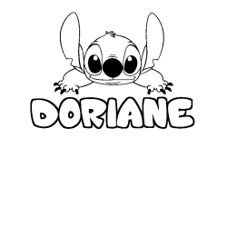 Coloriage prénom DORIANE - décor Stitch
