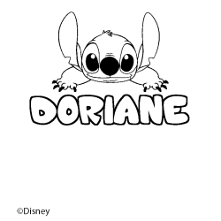Coloriage pr&eacute;nom DORIANE - d&eacute;cor Stitch