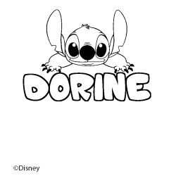 Coloriage pr&eacute;nom DORINE - d&eacute;cor Stitch
