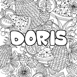 Coloriage prénom DORIS - décor Mandala fruits