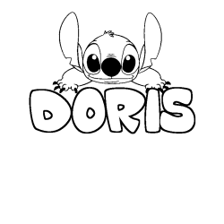 Coloriage prénom DORIS - décor Stitch