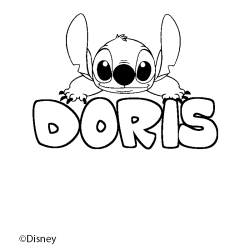 Coloriage pr&eacute;nom DORIS - d&eacute;cor Stitch