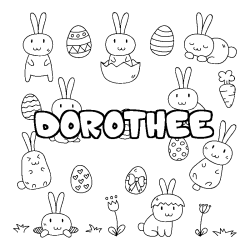 Coloriage prénom DOROTHEE - décor Paques