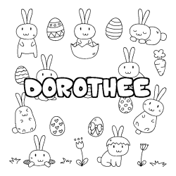 Coloriage pr&eacute;nom DOROTHEE - d&eacute;cor Paques