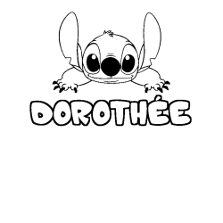 Coloriage prénom DOROTHÉE - décor Stitch