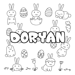 Coloriage pr&eacute;nom DORYAN - d&eacute;cor Paques