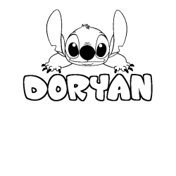 Coloriage prénom DORYAN - décor Stitch
