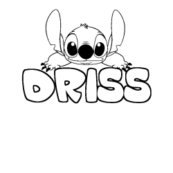 Coloriage prénom DRISS - décor Stitch