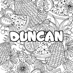 Coloriage prénom DUNCAN - décor Mandala fruits
