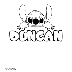 Coloriage pr&eacute;nom DUNCAN - d&eacute;cor Stitch