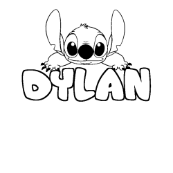 Coloriage prénom DYLAN - décor Stitch