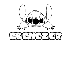 Coloriage prénom EBENEZER - décor Stitch