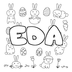 Coloriage pr&eacute;nom EDA - d&eacute;cor Paques