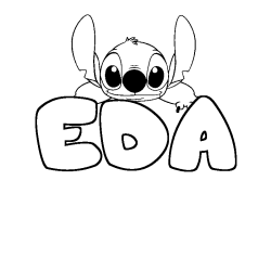 Coloriage prénom EDA - décor Stitch