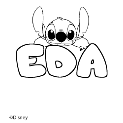 Coloriage pr&eacute;nom EDA - d&eacute;cor Stitch