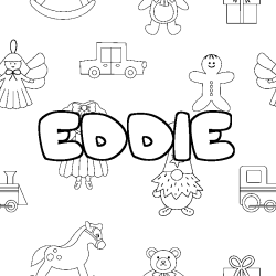 Coloriage prénom EDDIE - décor Jouets