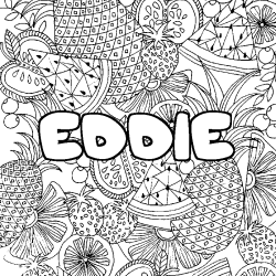 Coloriage prénom EDDIE - décor Mandala fruits