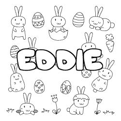 Coloriage EDDIE - d&eacute;cor Paques