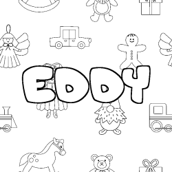Coloriage prénom EDDY - décor Jouets