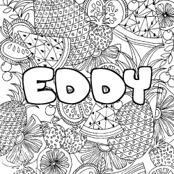 Coloriage prénom EDDY - décor Mandala fruits