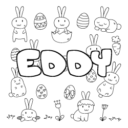 Coloriage pr&eacute;nom EDDY - d&eacute;cor Paques