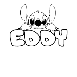 Coloriage prénom EDDY - décor Stitch