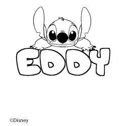 Coloriage pr&eacute;nom EDDY - d&eacute;cor Stitch