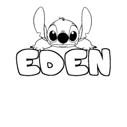 Coloriage prénom EDEN - décor Stitch
