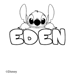 Coloriage pr&eacute;nom EDEN - d&eacute;cor Stitch