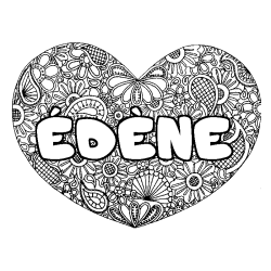 Coloriage pr&eacute;nom &Eacute;D&Egrave;NE - d&eacute;cor Mandala coeur