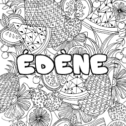 Coloriage pr&eacute;nom &Eacute;D&Egrave;NE - d&eacute;cor Mandala fruits
