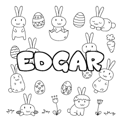 Coloriage pr&eacute;nom EDGAR - d&eacute;cor Paques