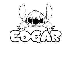 Coloriage prénom EDGAR - décor Stitch