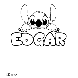 Coloriage pr&eacute;nom EDGAR - d&eacute;cor Stitch