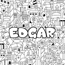 Coloriage prénom EDGAR - décor Ville