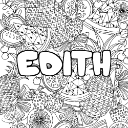 Coloriage prénom EDITH - décor Mandala fruits