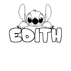 Coloriage prénom EDITH - décor Stitch