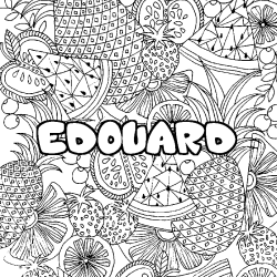 Coloriage prénom EDOUARD - décor Mandala fruits