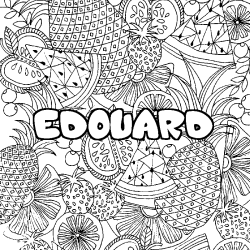 Coloriage pr&eacute;nom EDOUARD - d&eacute;cor Mandala fruits
