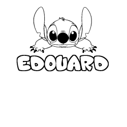 Coloriage prénom EDOUARD - décor Stitch
