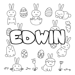 Coloriage prénom EDWIN - décor Paques