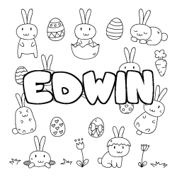 Coloriage pr&eacute;nom EDWIN - d&eacute;cor Paques
