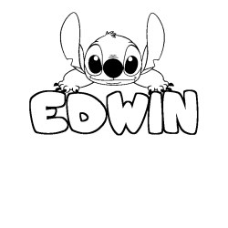 Coloriage prénom EDWIN - décor Stitch