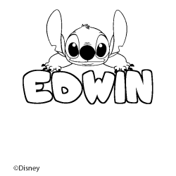 Coloriage pr&eacute;nom EDWIN - d&eacute;cor Stitch