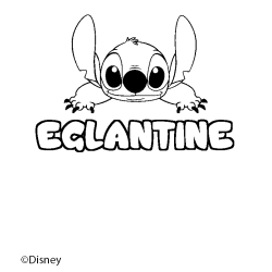 Coloriage pr&eacute;nom EGLANTINE - d&eacute;cor Stitch
