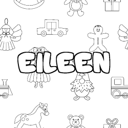 Coloriage prénom EILEEN - décor Jouets