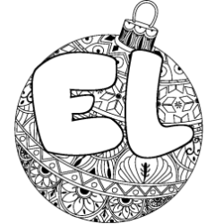 Coloriage pr&eacute;nom EL - d&eacute;cor Boule de No&euml;l